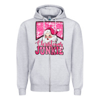 Heather Grey pink Christmas junkie Santa Claus Zipper Hoodie - Jasminsmagicworld