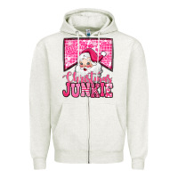 Oatmeal Heather pink Christmas junkie Santa Claus Zipper Hoodie - Jasminsmagicworld