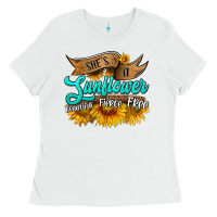 White she's a sunflower beautiful fierce free Ladies Tee - HRA Design Shop