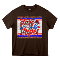 Chocolate Brown stars and stripes tumbler Heavy Core Tee - HRA Design Shop