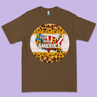 God Bless America Round Coaster Premium Tee Designed By Hra Design Shop