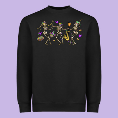 Dancing Skeletons Mardi Gras Heavyweight Sweatshirt Designed By Maliassmallbusiness
