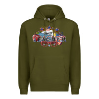 Army Green American Teacher 4th of july Premium Hoodie - HowdyJamesFarm