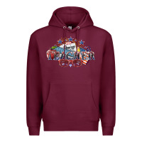 Burgundy American Teacher 4th of july Premium Hoodie - HowdyJamesFarm