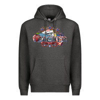 Charcoal Heather American Teacher 4th of july Premium Hoodie - HowdyJamesFarm