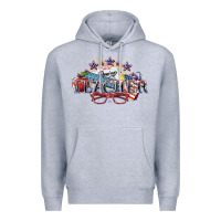 Heather Grey American Teacher 4th of july Premium Hoodie - HowdyJamesFarm