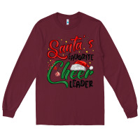 Burgundy santa s favorite cheer leader Long Sleeve Tee - MaliasSmallBusiness