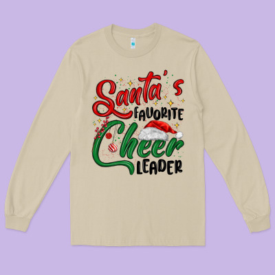 Santa S Favorite Cheer Leader Long Sleeve Tee Designed By Maliassmallbusiness