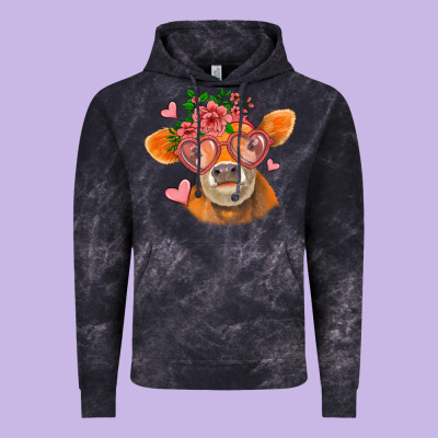 Valentines Day Orange Cow Vintage Hoodie Designed By Jasminsmagicworld
