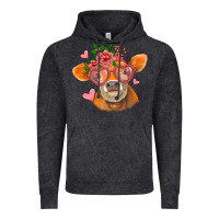 Vintage Black valentines day orange cow Vintage Hoodie - Jasminsmagicworld