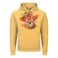 Vintage Mustard valentines day orange cow Vintage Hoodie - Jasminsmagicworld
