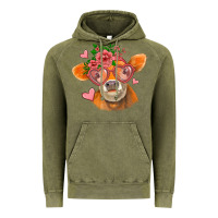 Vintage Olive valentines day orange cow Vintage Hoodie - Jasminsmagicworld