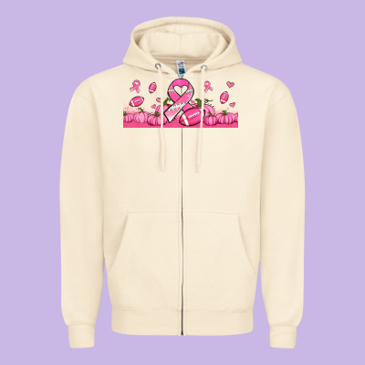 Breast Cancer American Football Zipper Hoodie Designed By Jasminsmagicworld