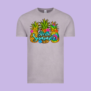 Hello Summer Pineapple Vintage Tee Designed By Jasminsmagicworld