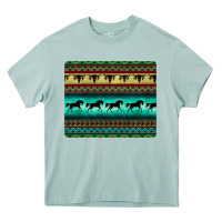 Arona turquoise horse and bullskull aztec  pattern Heavy Core Tee - BarkalooDesign