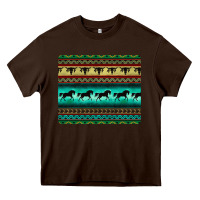 Chocolate Brown turquoise horse and bullskull aztec  pattern Heavy Core Tee - BarkalooDesign