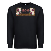 Black mom burgundy flowers with leopard Premium Sweatshirt - TumblerDesignByShophia