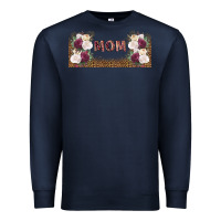 Navy mom burgundy flowers with leopard Premium Sweatshirt - TumblerDesignByShophia