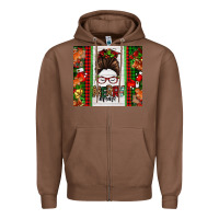 Chestnut Christmas merry mama messy bun Zipper Hoodie - Jasminsmagicworld