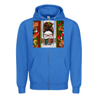 True Royal Christmas merry mama messy bun Zipper Hoodie - Jasminsmagicworld