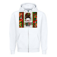 White Christmas merry mama messy bun Zipper Hoodie - Jasminsmagicworld