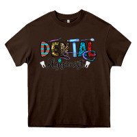 Chocolate Brown dental hygienist Heavy Core Tee - CowhideDigitalArt