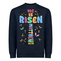 Navy he is risen cross Heavyweight Sweatshirt - MaliasSmallBusiness