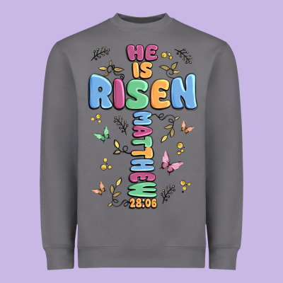 He Is Risen Cross Heavyweight Sweatshirt Designed By Maliassmallbusiness