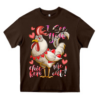 Chocolate Brown i see you chicken me out Heavy Core Tee - RacoonDesign