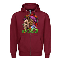 Burgundy momster halloween momlife Zipper Hoodie - Jasminsmagicworld