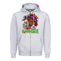 Heather Grey momster halloween momlife Zipper Hoodie - Jasminsmagicworld