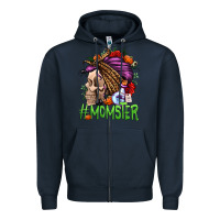 Navy momster halloween momlife Zipper Hoodie - Jasminsmagicworld