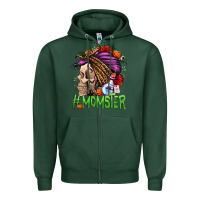 Sports Green momster halloween momlife Zipper Hoodie - Jasminsmagicworld