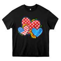 Black usa flag hearts with sunflower Heavy Core Tee - HRA Design Shop