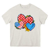Cream usa flag hearts with sunflower Heavy Core Tee - HRA Design Shop