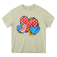 Mossy usa flag hearts with sunflower Heavy Core Tee - HRA Design Shop