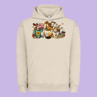 Cows And Coffee Urban Hoodie Designed By Fadigitalartstudio