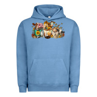 Pigment Pebble Blue Cows And Coffee Urban Hoodie - FaDigitalArtStudio