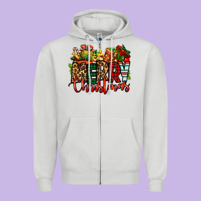 Merry Christmas Zipper Hoodie Designed By Jasminsmagicworld