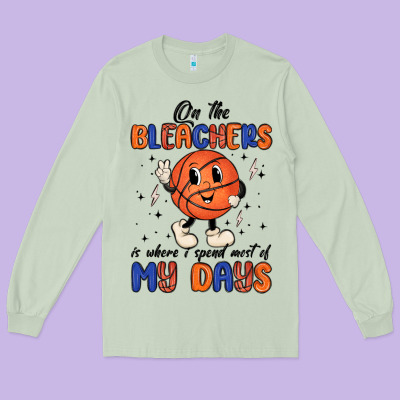 On The Bleachers Is Where I Spend Most Of My Days Long Sleeve Tee Designed By Maliassmallbusiness