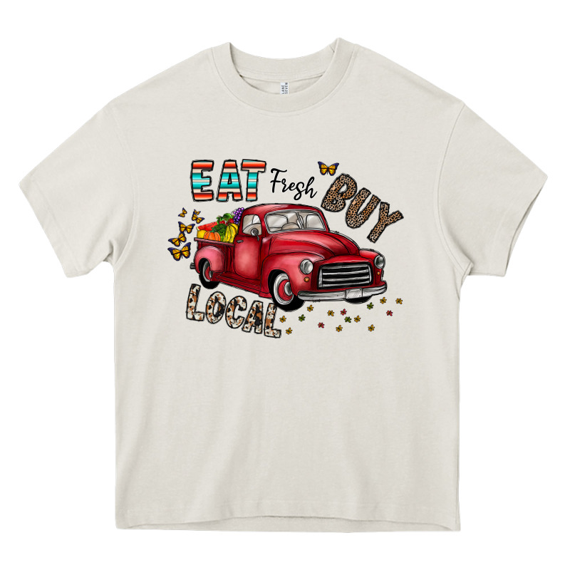 Eat Fresh Buy Local Heavy Core Tee by CowhideDigitalArt | Teevron