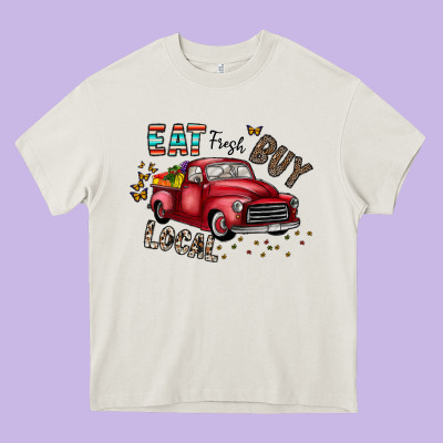 Eat Fresh Buy Local Heavy Core Tee Designed By Cowhidedigitalart