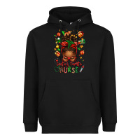 Black santa's favorite nurse afro messy bun Heavyweight Hoodie - texasbilliewilder