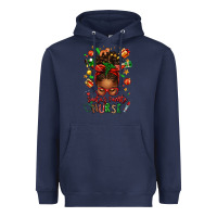 Navy santa's favorite nurse afro messy bun Heavyweight Hoodie - texasbilliewilder