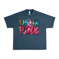 Midnight Navy think pink cancer ribbon Urban Heavy Tee - AdoDesignShop