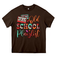 Chocolate Brown old school playlist cassette Heavy Core Tee - FaDigitalArtStudio