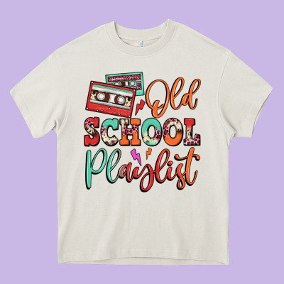 Old School Playlist Cassette Heavy Core Tee Designed By Fadigitalartstudio