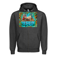 Charcoal Heather teachers change the world mousepad Zipper Hoodie - BarkalooDesign