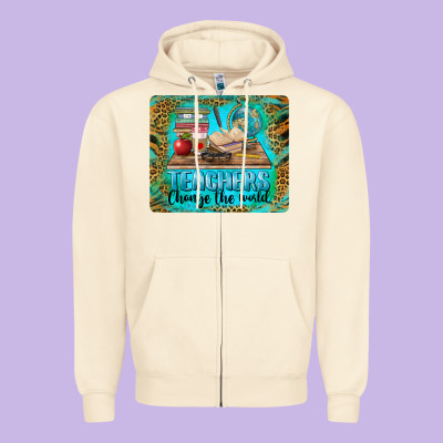 Teachers Change The World Mousepad Zipper Hoodie Designed By Barkaloodesign