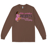 Chestnut make yourself a priority today and everyday afro w Long Sleeve Tee - NancyCooperArtShop